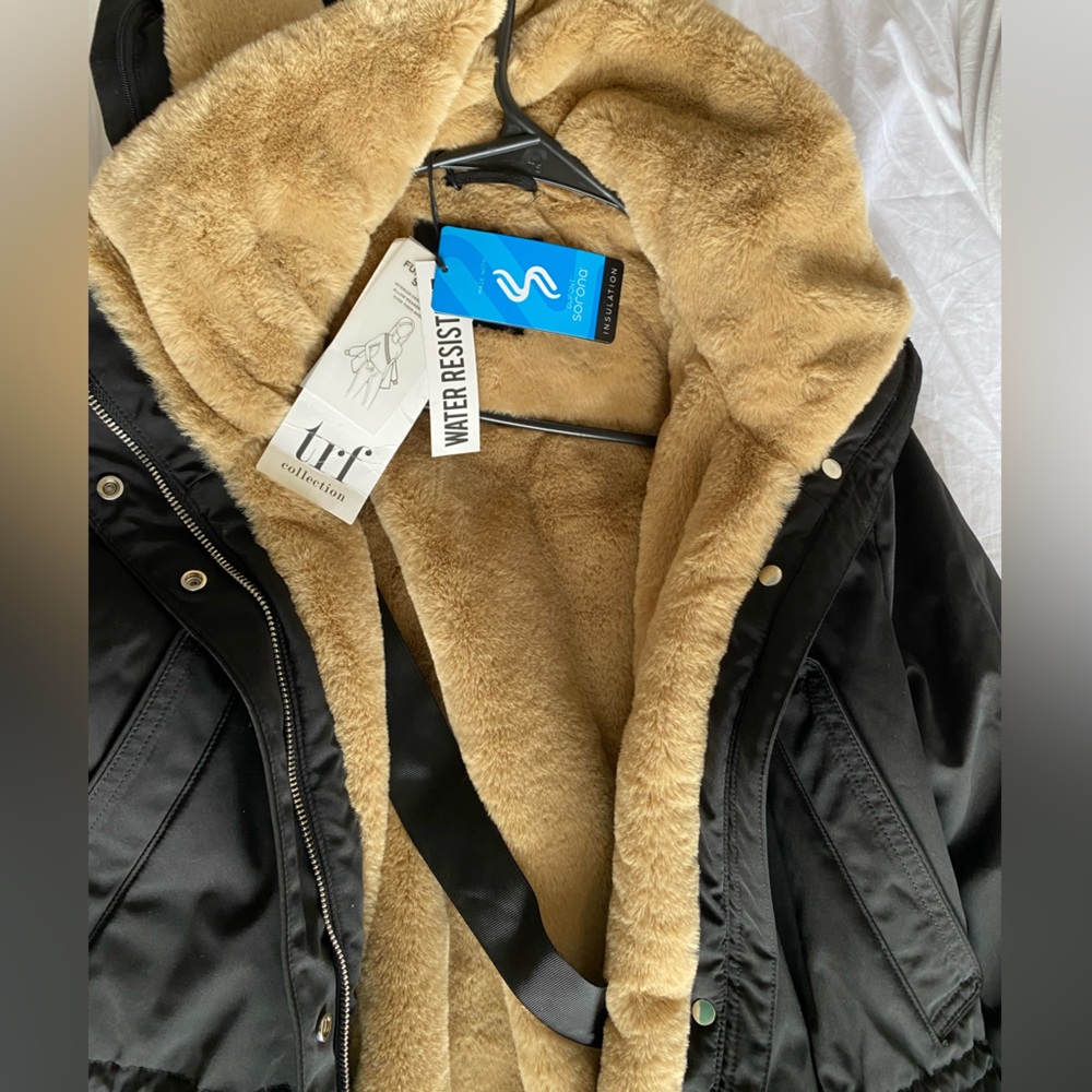 Zara Sorona DuPont thermal fill puffer coat parka jacket “NO faux fur” Black XS - Picture 15 of 16